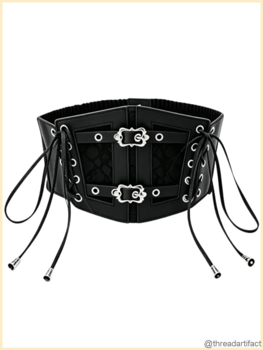 Vintage Corset Belt Lace-Up Underbust Elastic Waist Cincher Renaissance